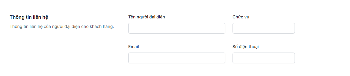 Thông tin liên hệ khách hàng