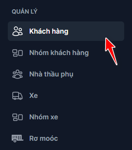 Chọn menu khách hàng