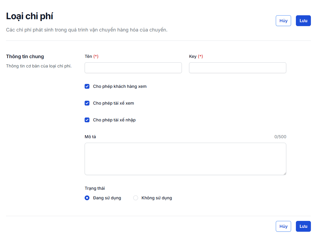 Màn hình tạo mới