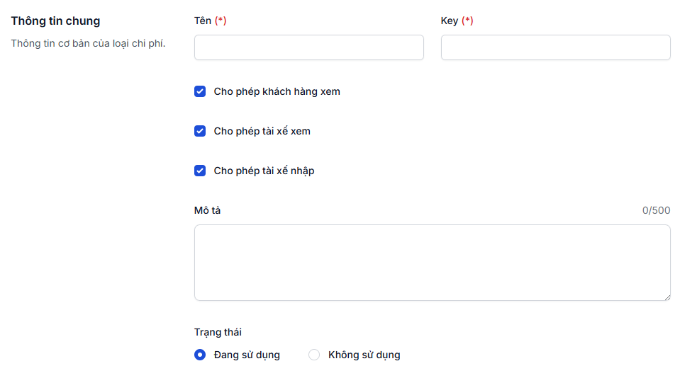 Điền thông tin chi tiết
