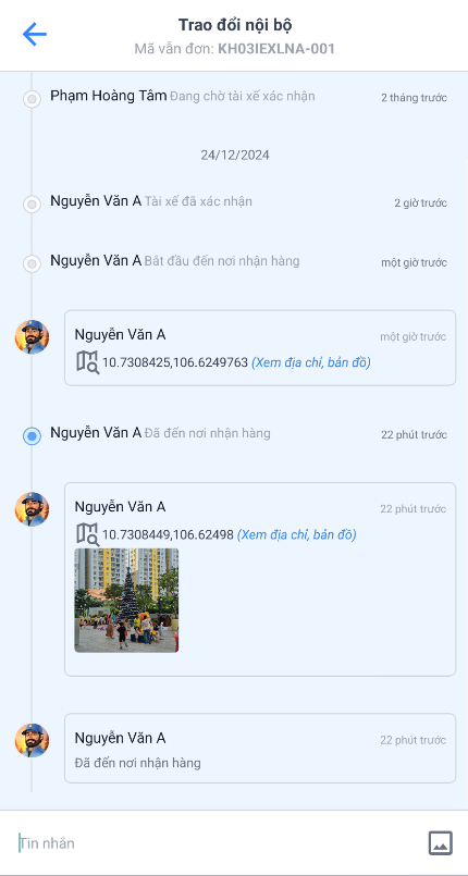 Ví dụ khi liên lạc - trao đổi nội bộ