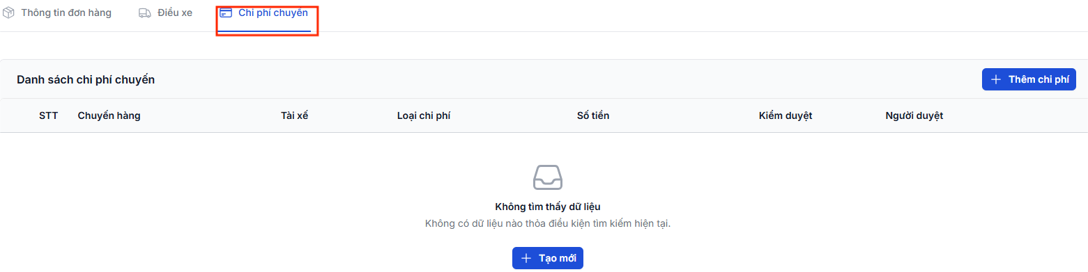 Tab chi phí chuyến