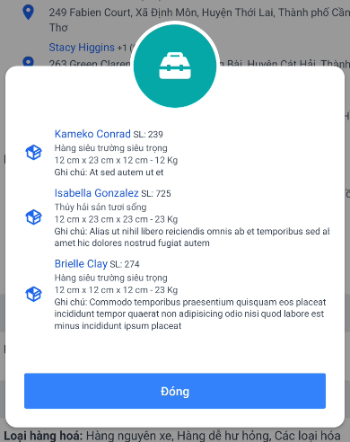 Giao diện danh sách hàng hoá