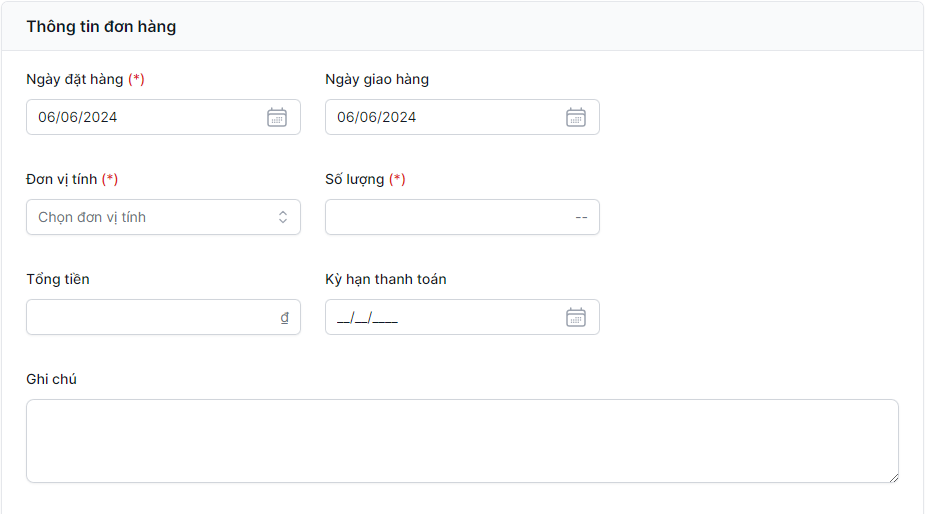 Thông tin chính đơn hàng