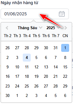 Chọn một ngày nhận hàng
