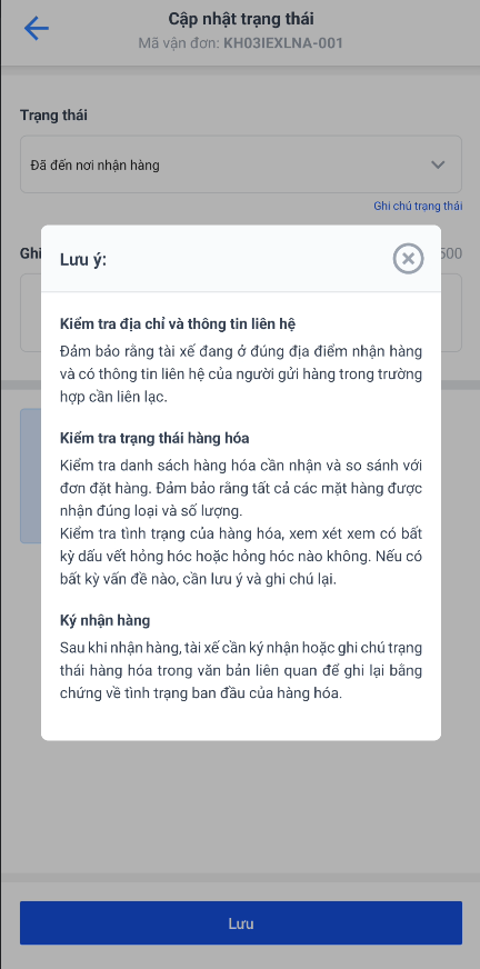 Lưu ý khi cập nhật trạng thái