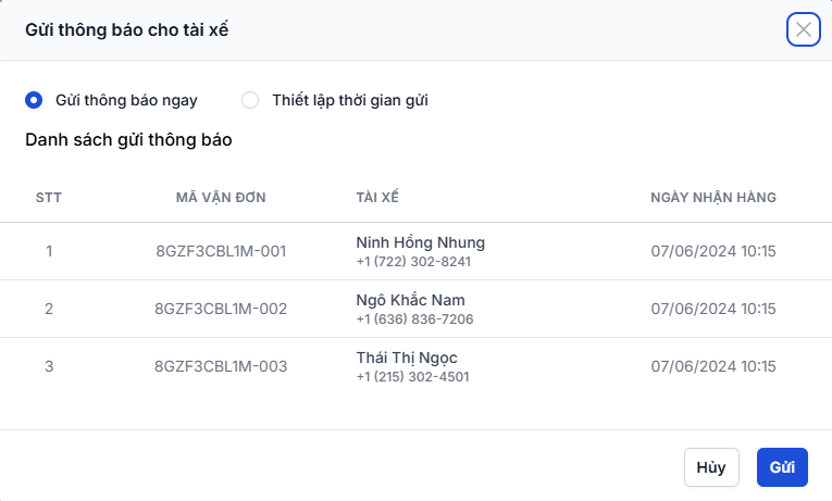 Xác nhận gửi thông báo